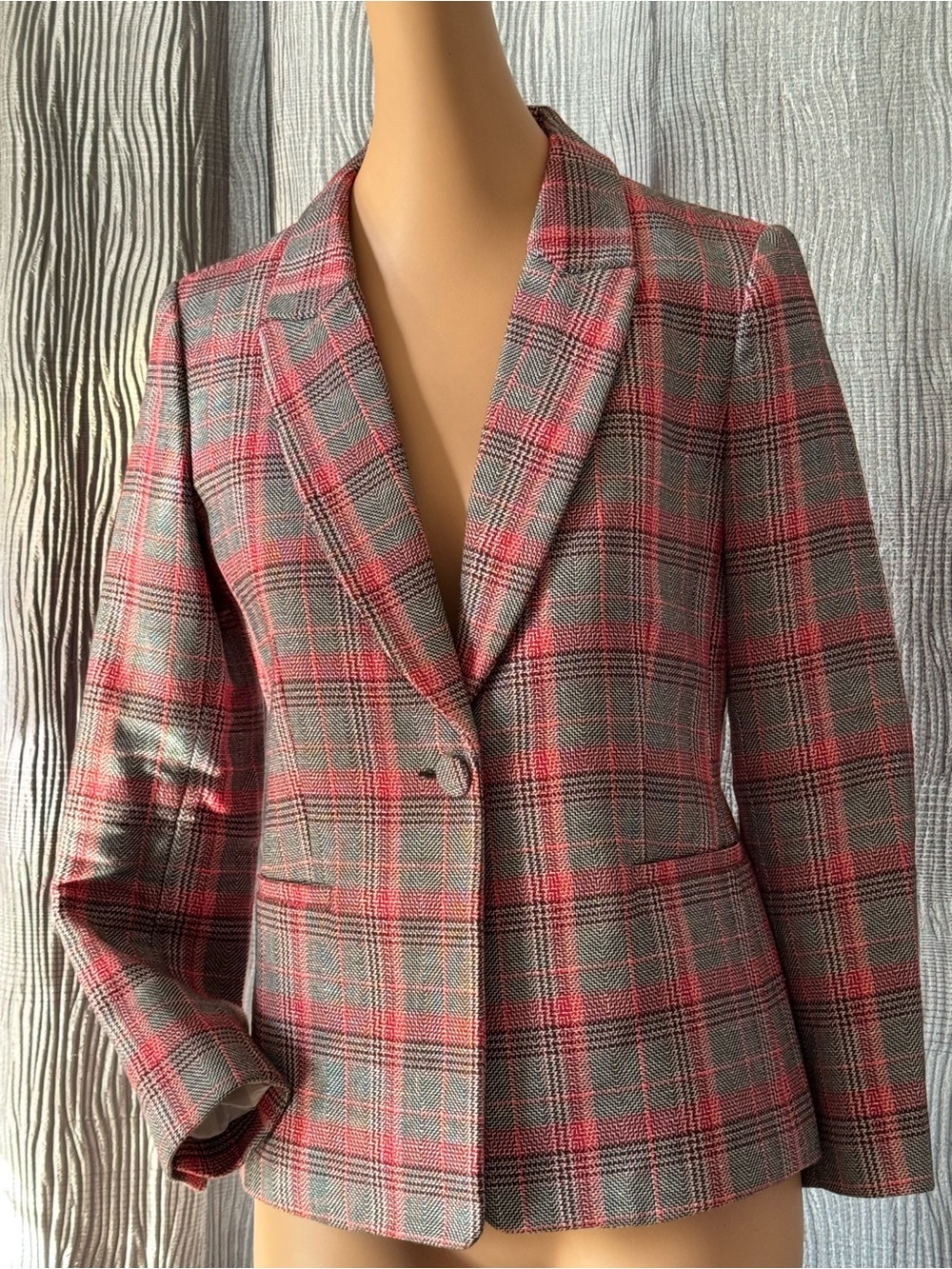 CLAUDIE PIERLOT Paris Women's Plaid Tailored Blazer Jacket Size 36